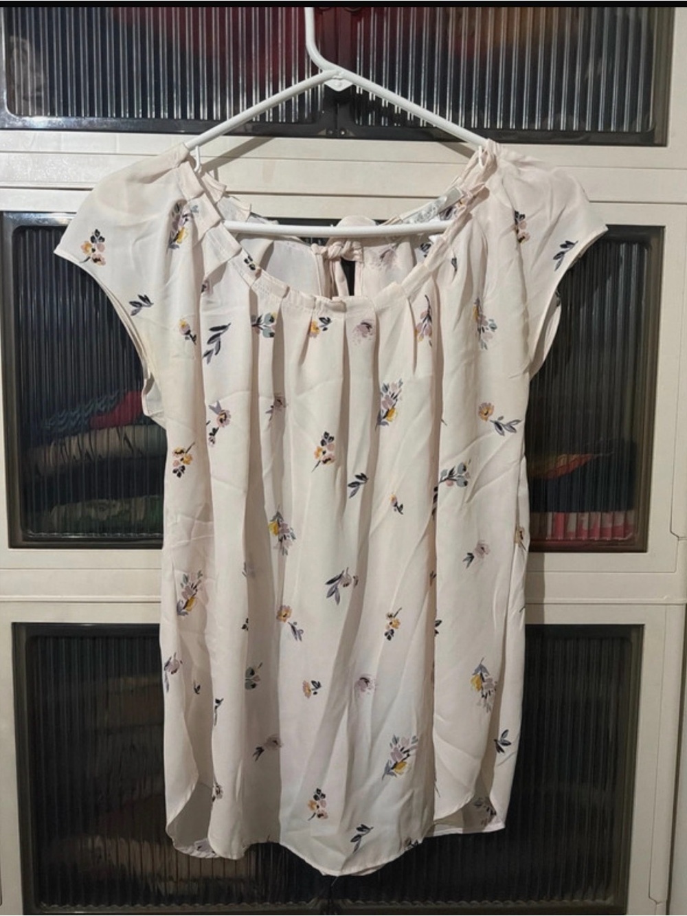 LC Lauren Conrad Cream Floral Off-Shoulder Blouse
